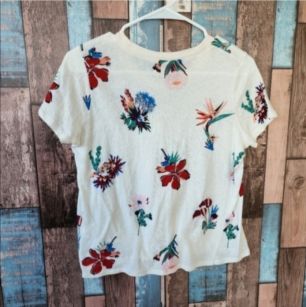 Madewell Knot-Front Tee in Hawaiian Hideaway Size XS - Picture 5 of 7